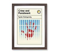 Book Cover Crime And Punishment Fyodor Dostoyevsky Modern Framed Print | A4 Walnut Framed Wall Art | Ready to Hang | Modern Nature Picture | Living Room Bedroom Lounge Office