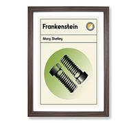 Book Cover Frankenstein Mary Shelley Framed Print | A2 Walnut Framed Wall Art | Ready to Hang | Modern Nature Picture | Living Room Bedroom Lounge Office