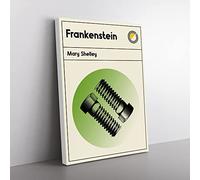 Book Cover Frankenstein Mary Shelley Modern Canvas Wall Art Print Ready to Hang, Framed Picture for Living Room Bedroom Home Office Décor, 60x40 cm (24x16 Inch)