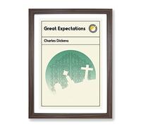 Book Cover Great Expectations Charles Dickens Modern Framed Print | A2 Walnut Framed Wall Art | Ready to Hang | Modern Nature Picture | Living Room Bedroom Lounge Office
