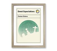Book Cover Great Expectations Charles Dickens Modern Framed Print | A4 Oak Framed Wall Art | Ready to Hang | Modern Nature Picture | Living Room Bedroom Lounge Office