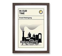 Book Cover in Our Time Ernest Hemingway Framed Print | A2 Walnut Framed Wall Art | Ready to Hang | Modern Nature Picture | Living Room Bedroom Lounge Office