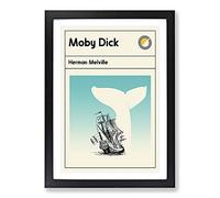 Book Cover Moby Dick Herman Melville Framed Print | A2 Black Framed Wall Art | Ready to Hang | Modern Nature Picture | Living Room Bedroom Lounge Office