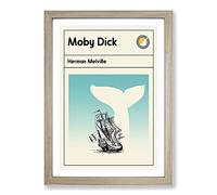 Book Cover Moby Dick Herman Melville Framed Print | A2 Oak Framed Wall Art | Ready to Hang | Modern Nature Picture | Living Room Bedroom Lounge Office