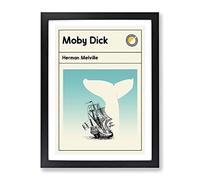 Book Cover Moby Dick Herman Melville Modern Framed Print | A2 Black Framed Wall Art | Ready to Hang | Modern Nature Picture | Living Room Bedroom Lounge Office