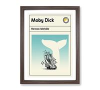 Book Cover Moby Dick Herman Melville Modern Framed Print | A4 Walnut Framed Wall Art | Ready to Hang | Modern Nature Picture | Living Room Bedroom Lounge Office