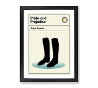 Book Cover Pride And Prejudice Jane Austen Modern Framed Print | A2 Black Framed Wall Art | Ready to Hang | Modern Nature Picture | Living Room Bedroom Lounge Office