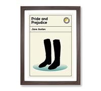 Book Cover Pride And Prejudice Jane Austen Modern Framed Print | A3 Walnut Framed Wall Art | Ready to Hang | Modern Nature Picture | Living Room Bedroom Lounge Office