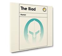 Book Cover The Iliad Homer Canvas Print | Gallery Wrapped 30mm Frame Wall Art | 14x14 inches | Ready to Hang | Modern Picture | Living Room Bedroom Lounge Office