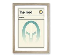 Book Cover The Iliad Homer Framed Print | A2 Oak Framed Wall Art | Ready to Hang | Modern Nature Picture | Living Room Bedroom Lounge Office
