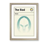 Book Cover The Iliad Homer Modern Framed Print | A4 Oak Framed Wall Art | Ready to Hang | Modern Nature Picture | Living Room Bedroom Lounge Office