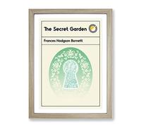 Book Cover The Secret Garden Frances Hodgson Burnett Modern Framed Print | A4 Oak Framed Wall Art | Ready to Hang | Modern Floral Picture | Living Room Bedroom Lounge Office