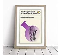 Book Cover The Strange Case Of Dr Jekyll And Mr Hyde Framed Wall Art Picture Print - Canvas Painting - Modern Home Décor Poster - Ready to Hang for Living Room Bedroom Kitchen - Oak A2 (48 x 66 cm)