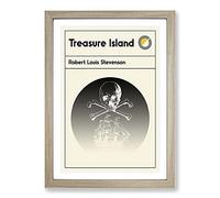 Book Cover Treasure Island Robert Louis Stevenson Framed Print | A2 Oak Framed Wall Art | Ready to Hang | Modern Landscape Picture | Living Room Bedroom Lounge Office