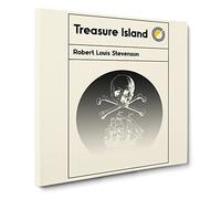 Book Cover Treasure Island Robert Louis Stevenson Modern Canvas Wall Art Print Ready to Hang, Framed Picture for Living Room Bedroom Home Office Décor, 20x20 Inch (50x50 cm)