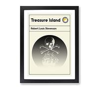 Book Cover Treasure Island Robert Louis Stevenson Modern Framed Print | A2 Black Framed Wall Art | Ready to Hang | Modern Landscape Picture | Living Room Bedroom Lounge Office