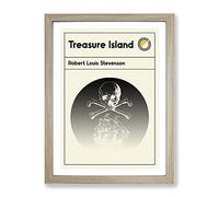 Book Cover Treasure Island Robert Louis Stevenson Modern Framed Wall Art Print, Ready to Hang Picture for Living Room Bedroom Home Office Décor, Oak A4 (34 x 25 cm)
