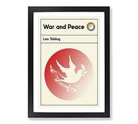 Book Cover War and Peace Leo Tolstoy Framed Print | A2 Black Framed Wall Art | Ready to Hang | Modern Fantasy Picture | Living Room Bedroom Lounge Office