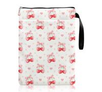 Book Cover with Zip Cherry Bow Design, Book Cover Fabric Polyester Soft, Book Bag on the Front of Suitcase, Book Cover for Novels & School Books Gift (B)