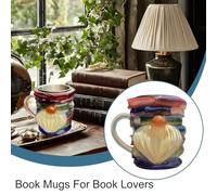 Book Cup,3D Stacked Books Coffee Cup Tea Mug - Colorful Collectible Water Bottle Novelty Stack Home Decor for Readers Writers Women Men Birthday