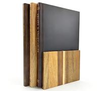 Book Cutting Board 3 Set, Wood Chopping Boards for Kitchen（W33cm × D23cm）, Book-Shaped with Wooden Stand, Serving Board for Meat, Vegetables, Cheese & More