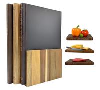 Book Cutting Board Set, Cookbook Cutting Boards That Look Like Books, Non-Slip Easy to Clean (Wood Color)