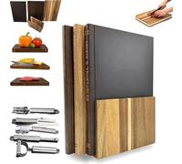 Book Cutting Board Set, Cutting Board That Looks Like Books, CuttingBoard Library BookSet, Set of 3 Solid Wood BookShaped CuttingBoard Library with Wooden Stand for Kitchen (1Set)