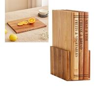 Book Cutting Board Set Easy Storage, 3pcs Wooden Library Shaped Chopping Boards That Look Like Books, Labeled Meat, Fish, Cheese e Bread, Fruits e Vegetables, Durable Serving Board(Beige)