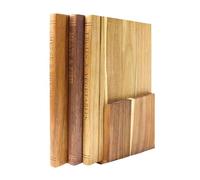 Book Cutting Board Set of 3 That Look Like Books, Acacia Wood Chopping Board Library with Brackets, Easy to Clean and Store Butcher Block Carving Board(Natural)