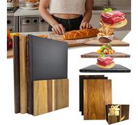 Book Cutting Board Set of 3 with Stand Book Shaped Cutting Board 100% Acacia, Wooden Chopping Board Set Look Like Books Decorative Chopping Board Cookbook Prep Serving Food (Brown, Sets)