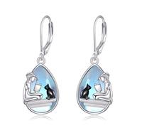 Book Dangle Earrings for Women Sterling Silver 925 Book Lovers and Cat Drop Earrings Literary Jewelry Gift for Book Lovers Librarians Teachers Lightweight Bookworm Earrings for Women & Teens