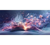 Book Diamond Art Flower Diamond Painting, 5D Full Square Drill Mosaic Gem/Crystal Art Cross Stitch Embroidery Kit, DIY Arts and Crafts for Adults, Christmas Decorations Home Gift 16 x 36 Inch L-1491