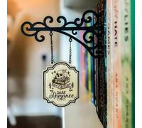 Book Diviers Tavern Signs-Genre Shelf Labels, Type Separator, With Hanging Brackets Bookshelf Genre Signs, Tavern-Style Decor Dividers With Hanging Brackets