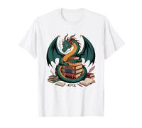 Book Dragon Fantasy Reader School Librarian Reading Bookworm T-Shirt