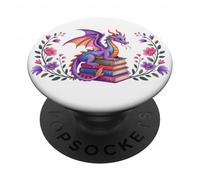 Book Dragon Reading Books Dragons Bookish Floral Book Lover PopSockets Adhesive PopGrip