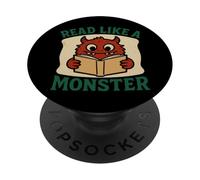 Book Dragon Reading Monster Funny Reading Book Lover PopSockets Adhesive PopGrip