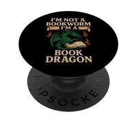 Book Dragon Reading Monster Funny Reading Book Lover PopSockets Adhesive PopGrip