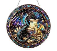 Book Dragon Suncatchers for Windows Hanging, Fourth Merch Wing Sun Catcher, Stained Glass Window Hanging Ornament, Acrylic Sun Catchers Indoor Window for Garden, Home, Indoor, Outdoor Decor