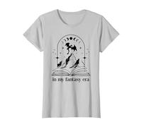 Book Dragon Tshirt,in My Fantasy Era Shirt,Books and Dragons T-Shirt, Women, Silver Grey, X-Small