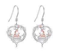 Book Earrings for Women 925 Sterling Silver Book Lovers Dangle Earrings Literary Jewelry Gift for Book Lovers Librarians Teachers Dainty Silver Bookworm Earrings