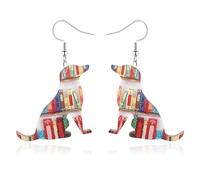 Book Earrings for Women Cat Book Earrings for Book Lovers Jewelry Acrylic Animal Bookcase Earrings Fun Teacher Earrings for Teachers Appreciation Day Back To School Jewelry, Zinc, No Gemstone