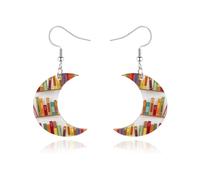 Book Earrings for Women Cat Book Earrings for Book Lovers Jewelry Acrylic Animal Bookcase Earrings Fun Teacher Earrings for Teachers Appreciation Day Back To School Jewelry, Zinc, No Gemstone