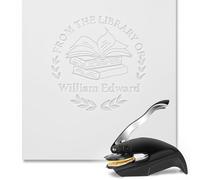 Book Embosser Personalised, Custom Book Stamp for Readers, Collectors, Libraries & Wedding Invitations, Ex Libris Floral Design from The Library of Stamp