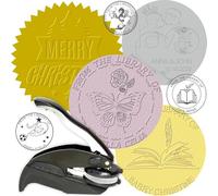 Book Embosser Personalised Custom Stamp, Wedding School Library Logo Stamp, from The Library of,Round Black (Library Styles)(Christmas Styles)