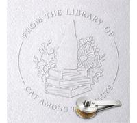 Book Embosser Plate, from The Library of Book Stamp, Wedding Invitation Stamp, Cat Lover Gifts, Silver Embosser Tool for Book Lovers (CAT Among The Stacks)