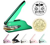 Book Embosser Stamp Custom Logo Embosser Seal Stamp for Books, Cards, Paper, Envelopes, Napkins Wedding Invitations Gift (Green)