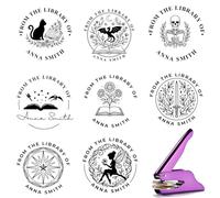 Book Embosser Stamp Library Stamp, Custom Your Own Text or Logo Design, Coffee Cat Sword Dragon Patterns for Books Business Cards Paper
