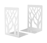 Book End Metal, Iron Bookends for Shelves Black White 17.5cm 2 Pcs(White)