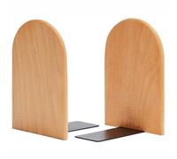 Book Ends, 2 Pack Natural Bamboo Bookend Heavy Duty Bookends Walnut Wood Wooden