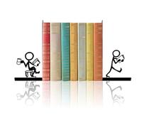 Book Ends 2-Pack, Person-Shaped Bookends for Shelves, Durable Metal Book Accessories, Desk Organizers for Books as Home Office Decor, Unique Gift for Bookworms (Style 3)